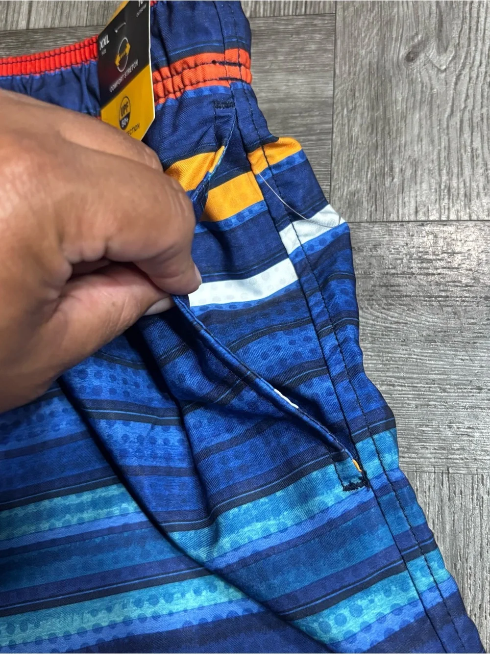 Men’s Speedo Swimsuit Swim Shorts Trunks 3-Pocket Zips, Size XXL